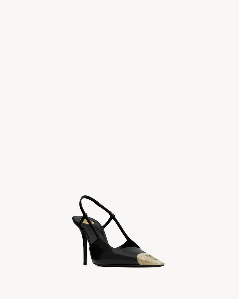 JEANNE slingback pumps in glazed leather