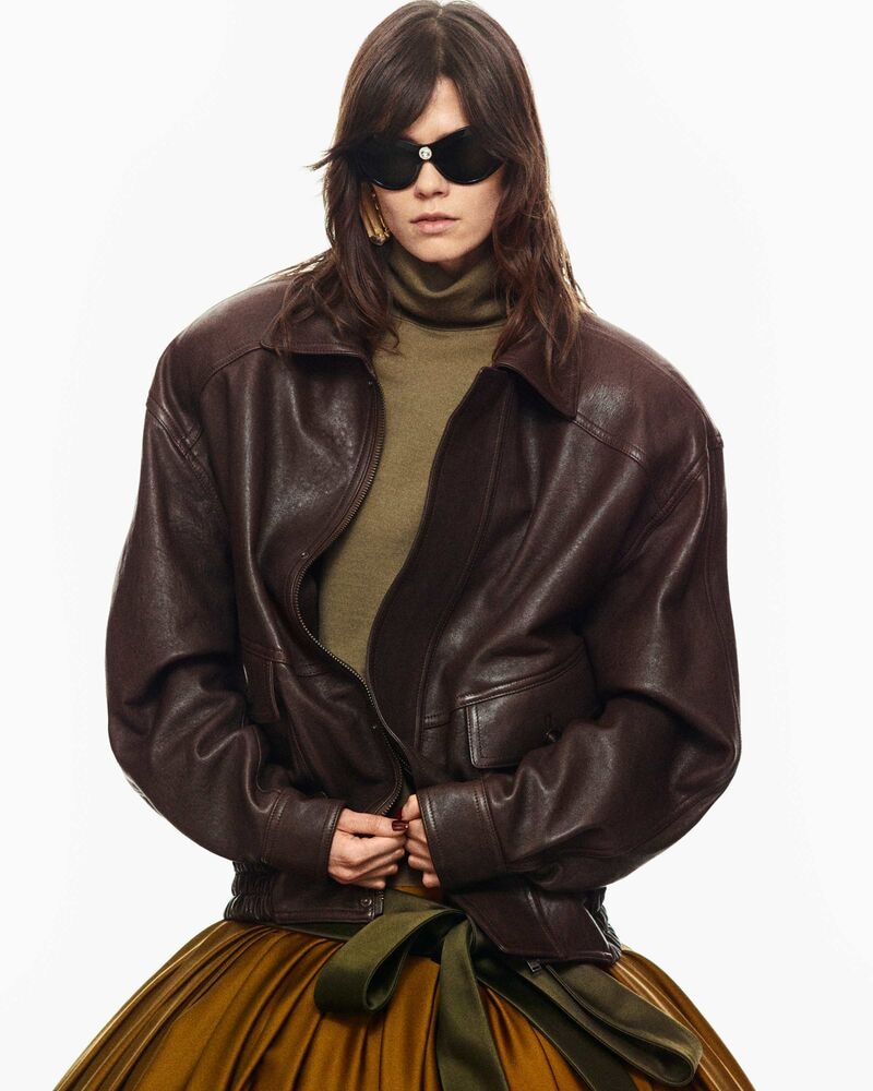 bomber jacket in bubbled lambskin