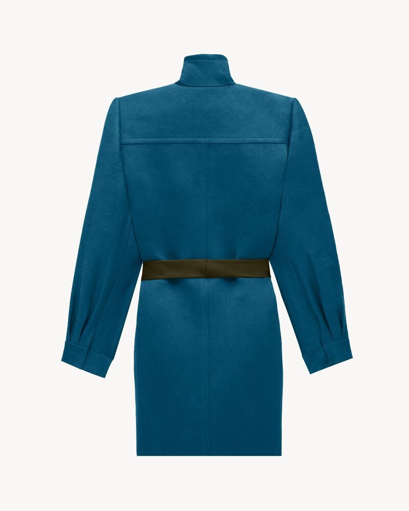 belted coat in silk satin