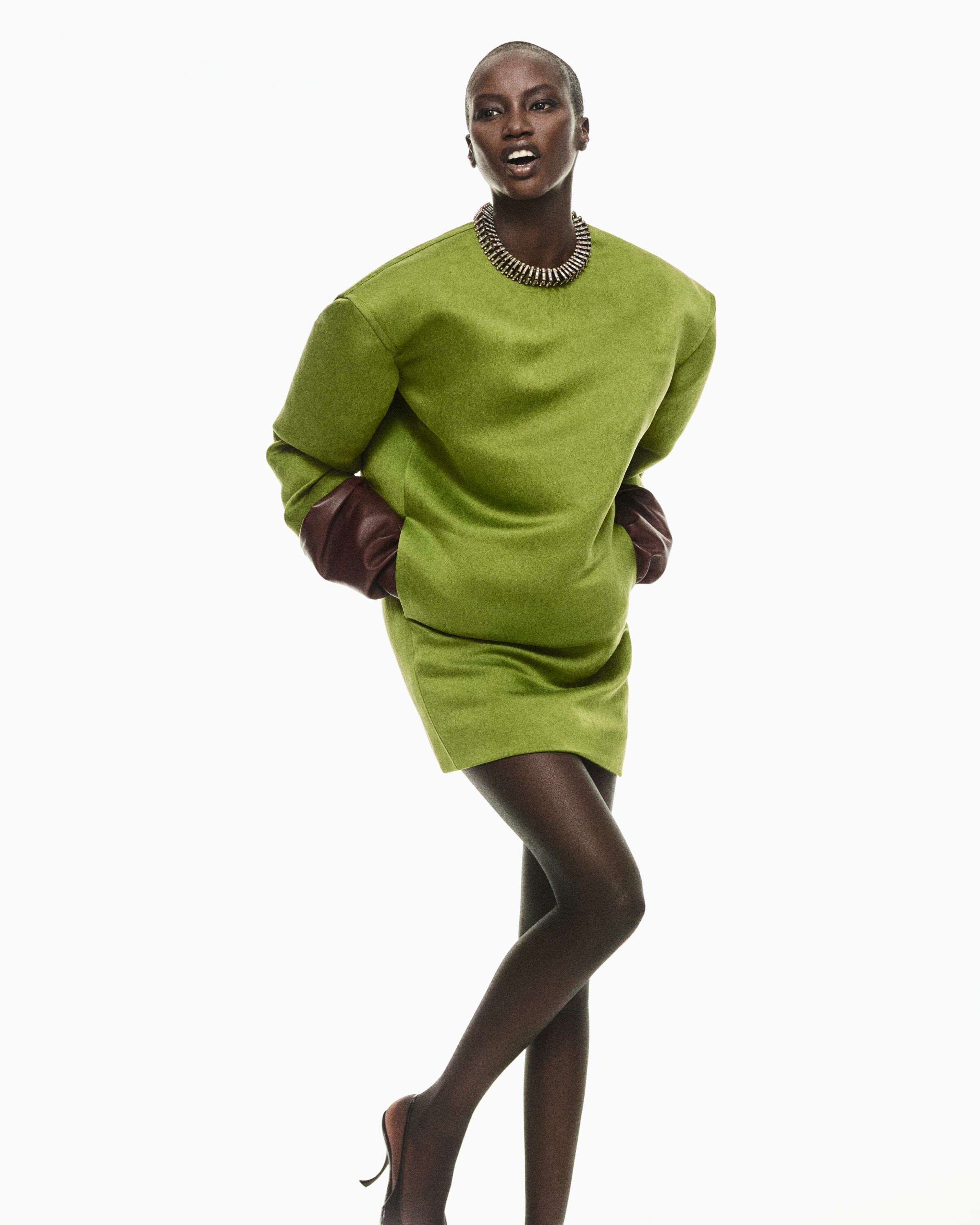 boxy dress in stonewash silk satin