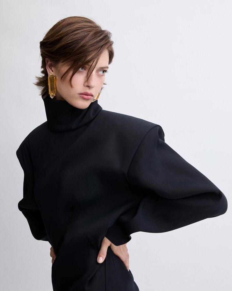 boxy dress in stretch silk