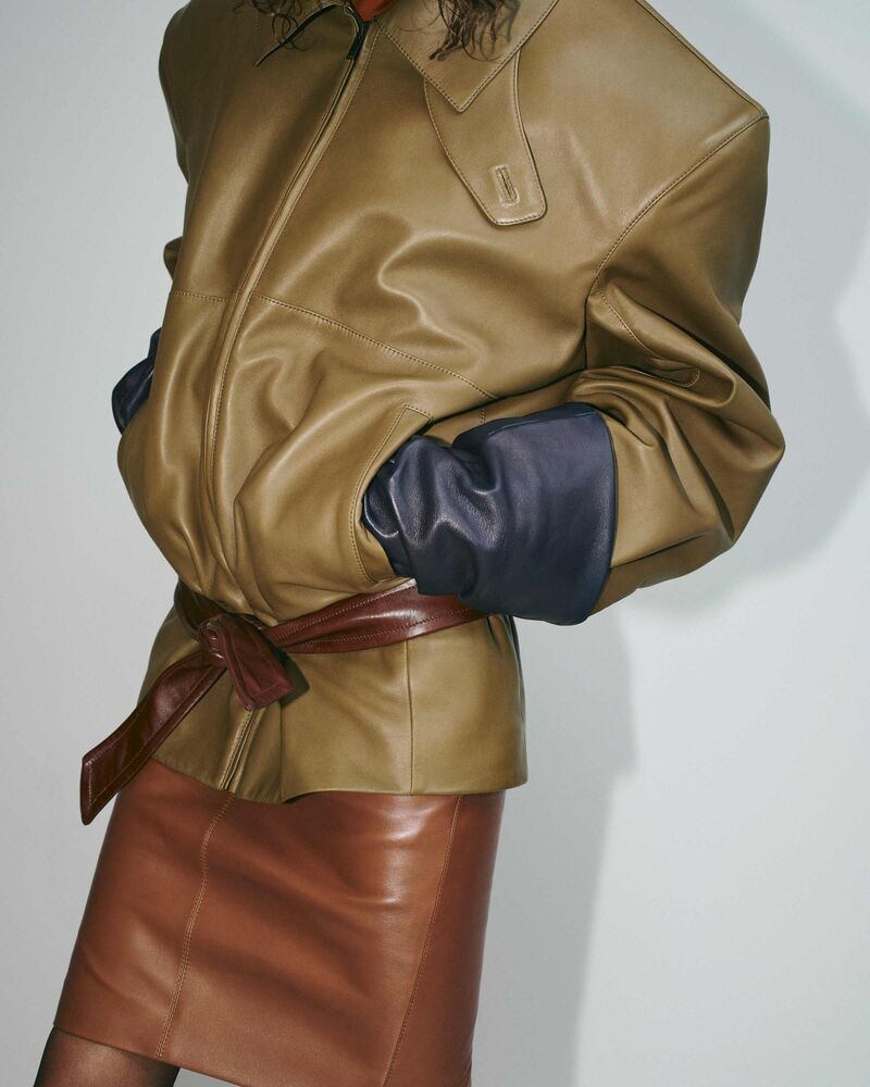 belted jacket in lambskin