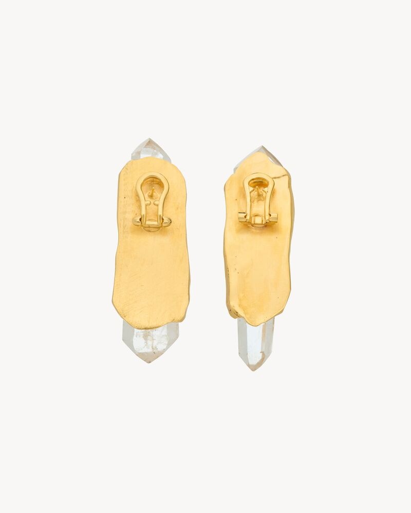 obelisk earrings in crystal rock and metal
