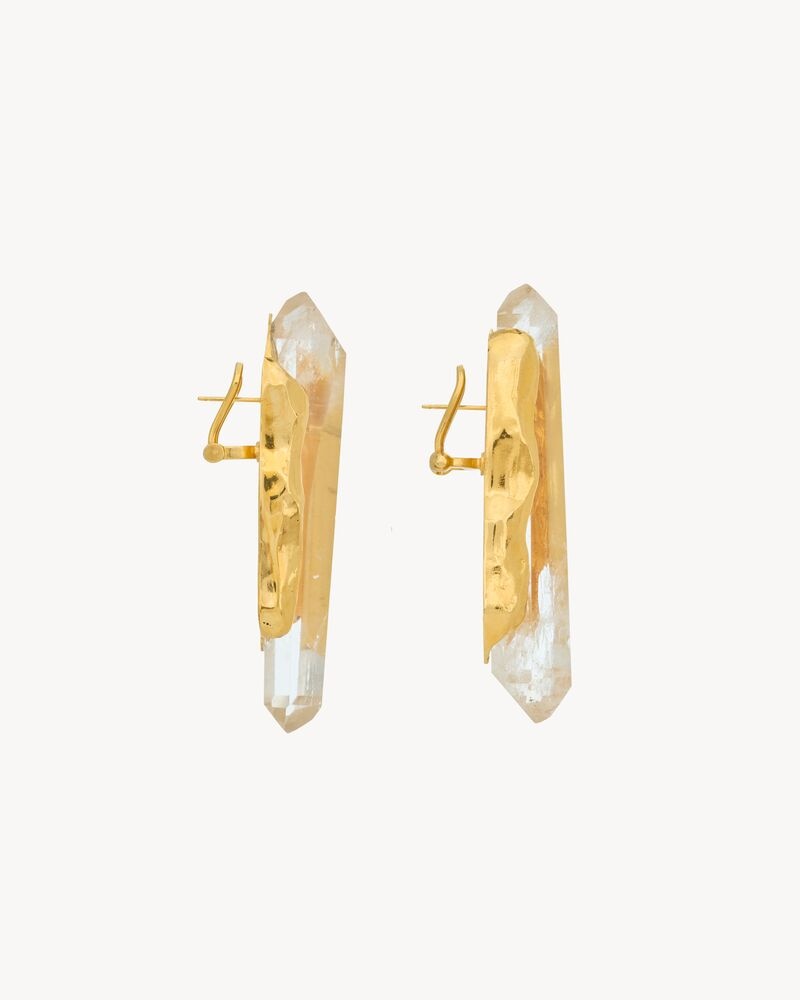 obelisk earrings in crystal rock and metal