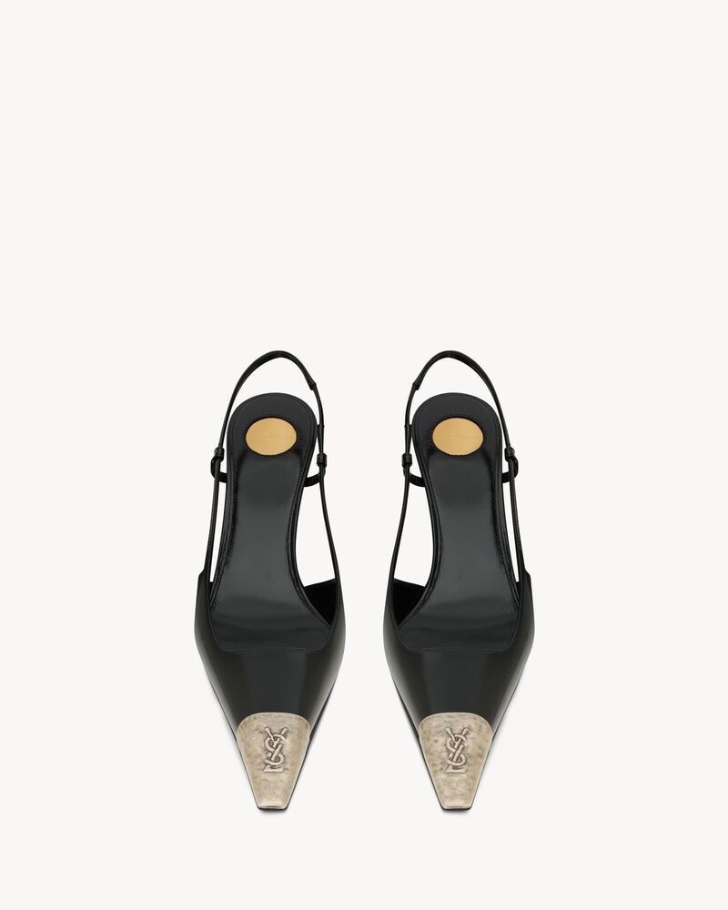 JEANNE slingback pumps in glazed leather