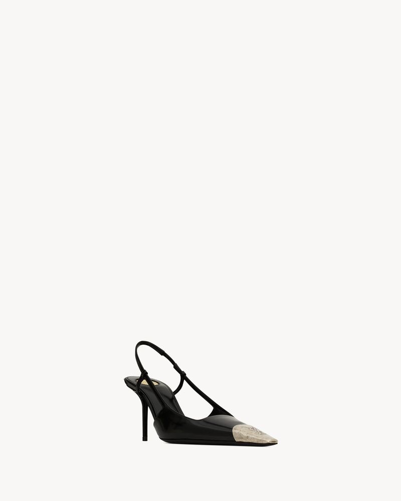 JEANNE slingback pumps in glazed leather