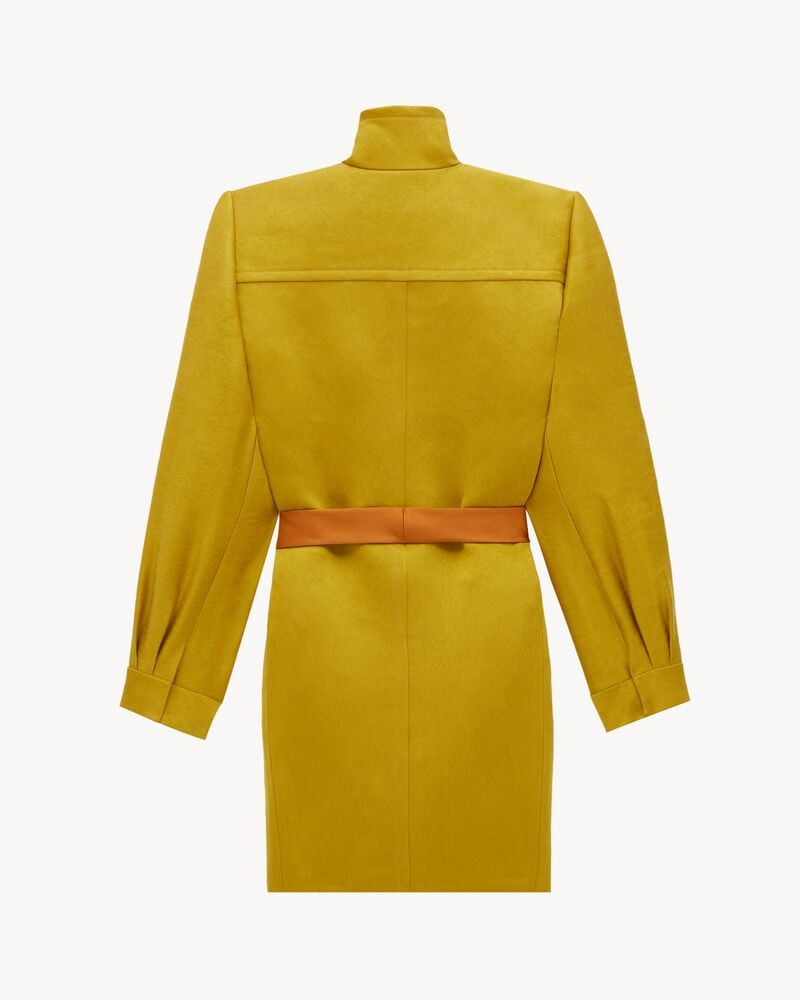 belted coat in stonewash silk satin