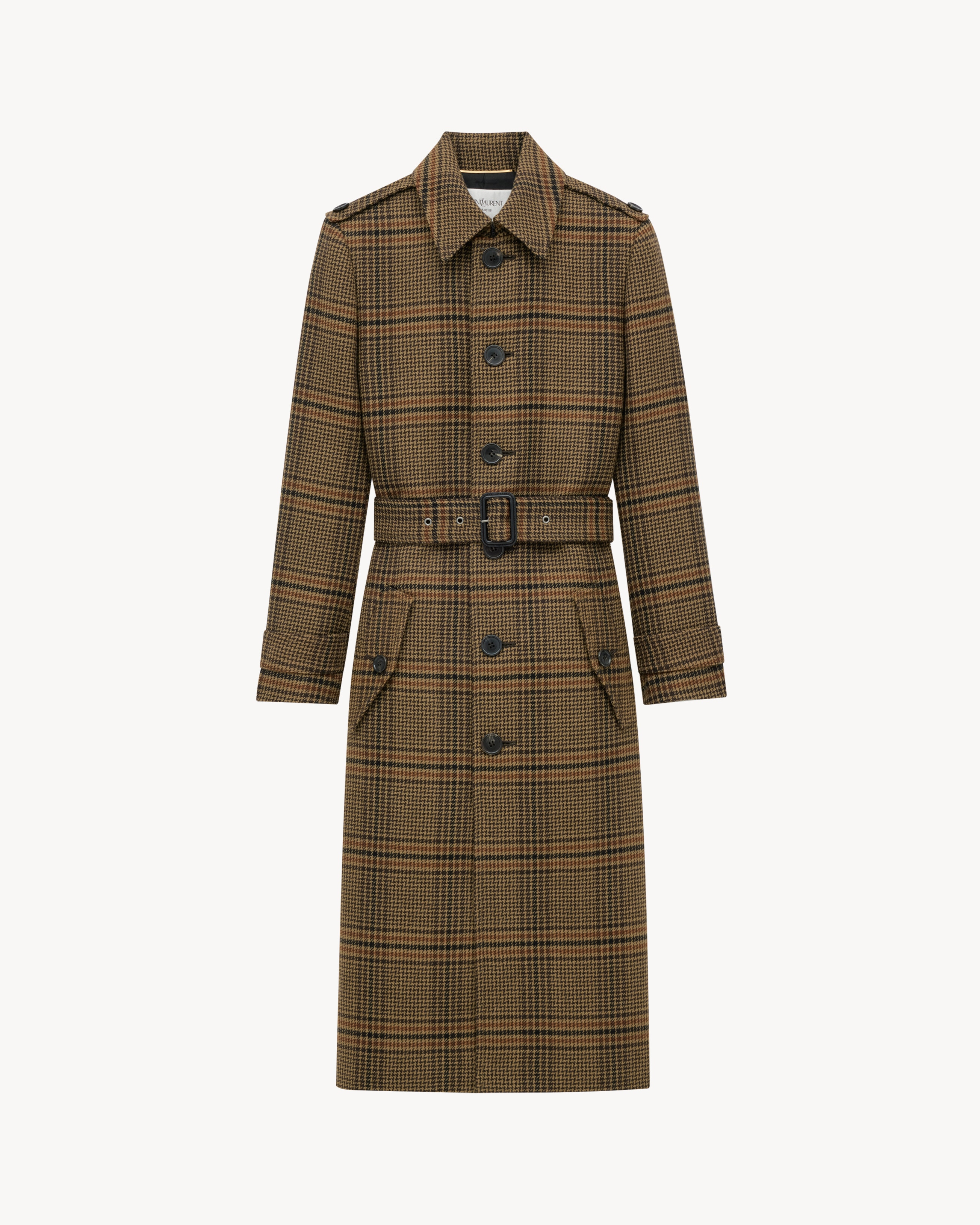 long coat in prince of wales wool
