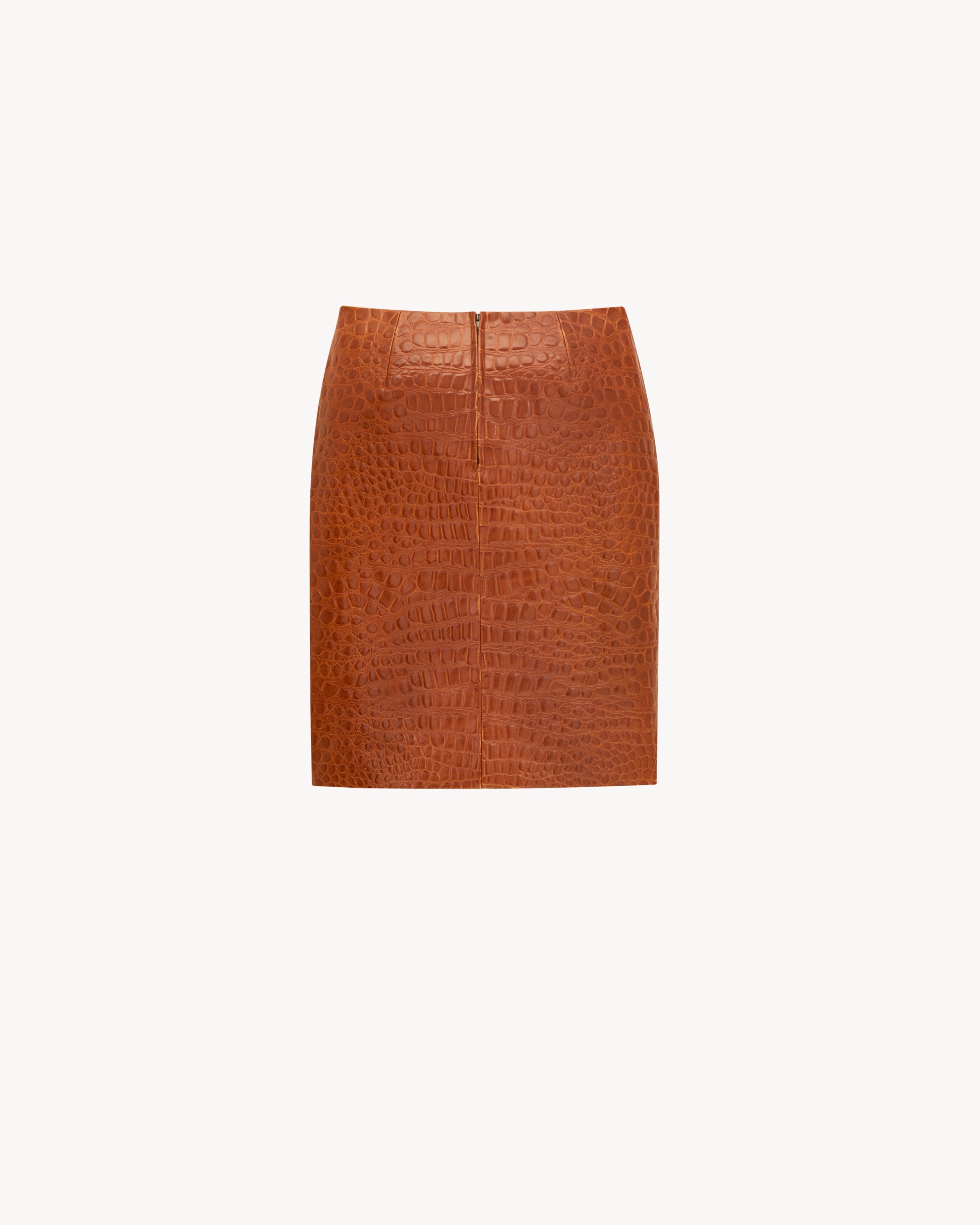 pencil skirt in crocodile-embossed leather
