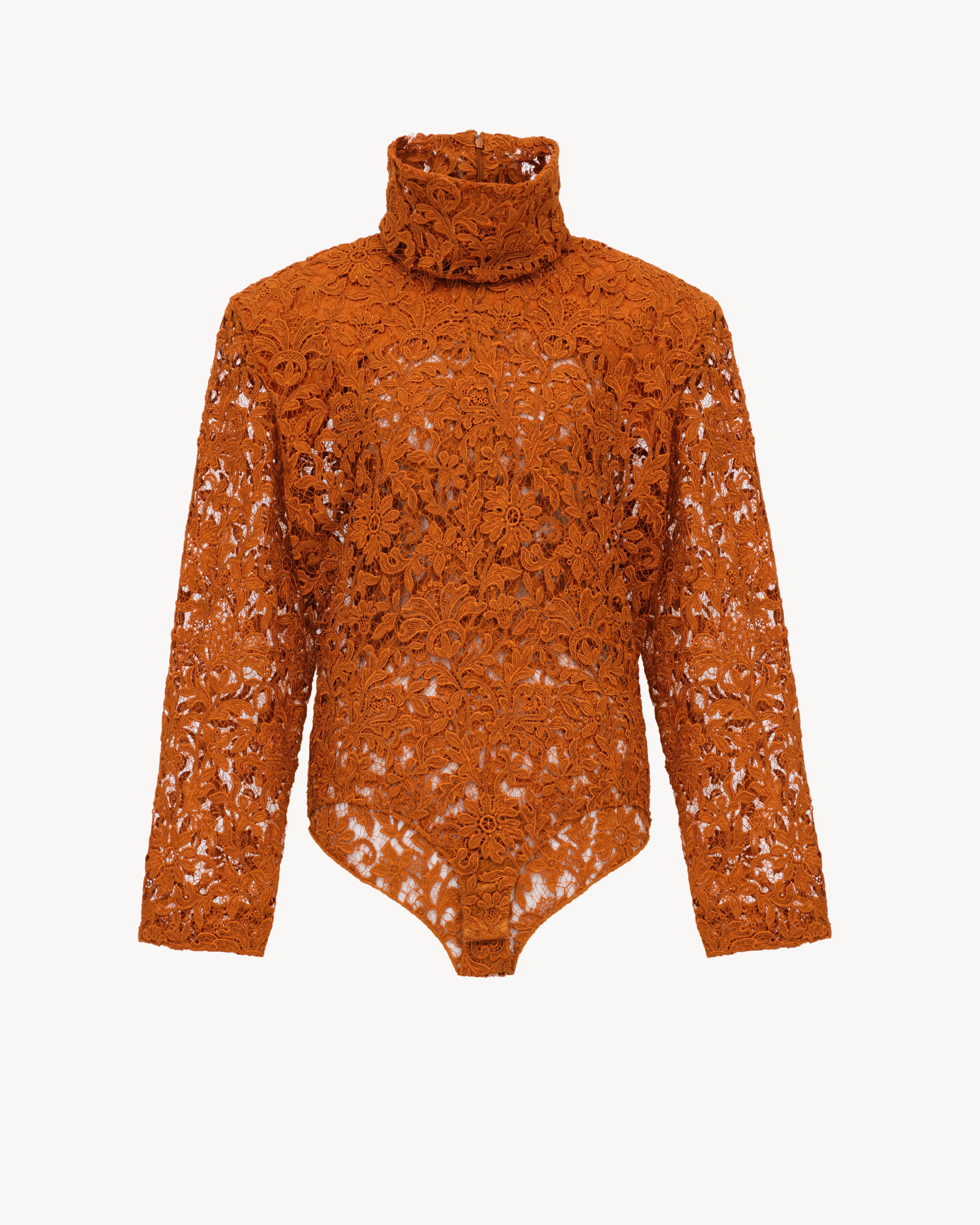 boxy bodysuit in guipure lace