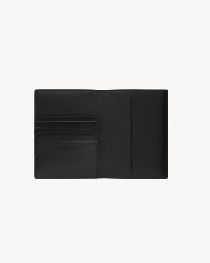 SAINT LAURENT PARIS PASSPORT CASE IN LACQUERED LEATHER