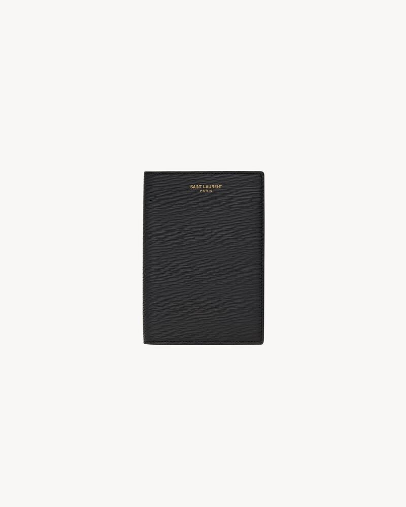 Saint Laurent Paris passport case in ripple leather