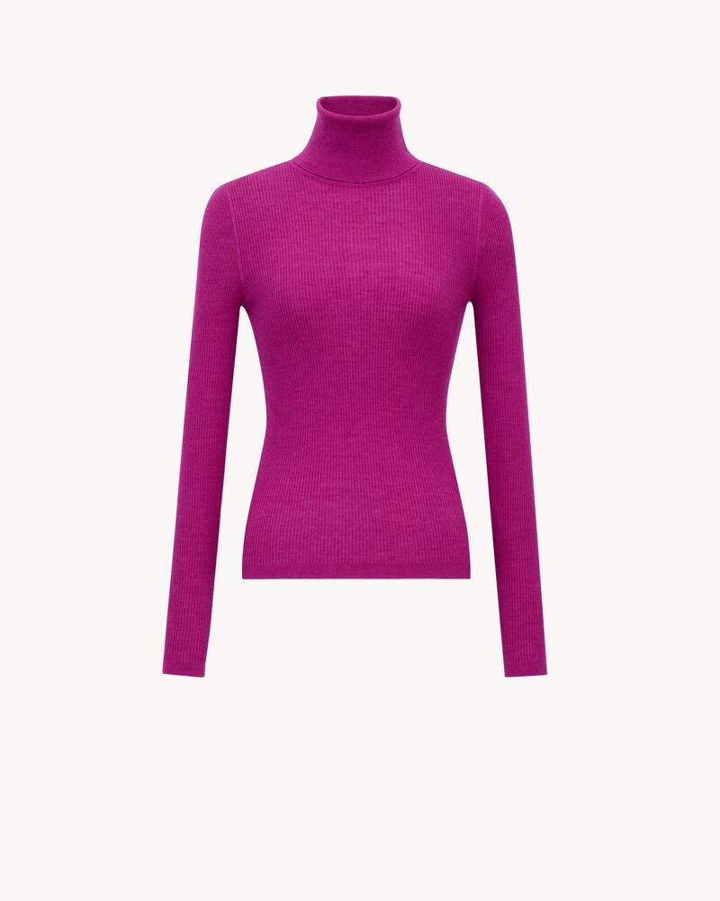 turtleneck top in cashmere, wool, and silk