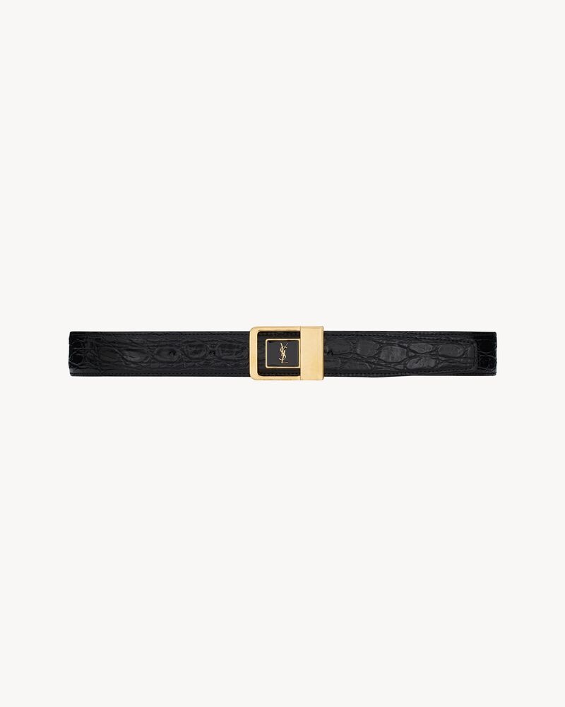LA 66 buckle belt in crocodile-embossed leather