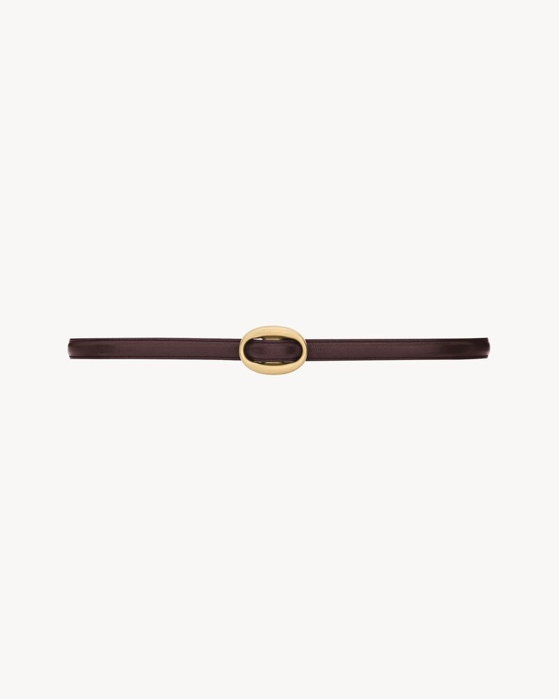 oval buckle thin belt in smooth leather
