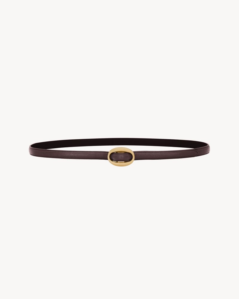oval buckle thin belt in smooth leather