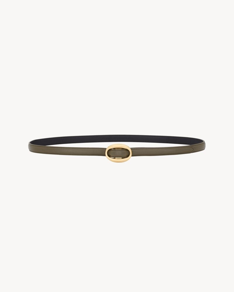 oval buckle thin belt in smooth leather