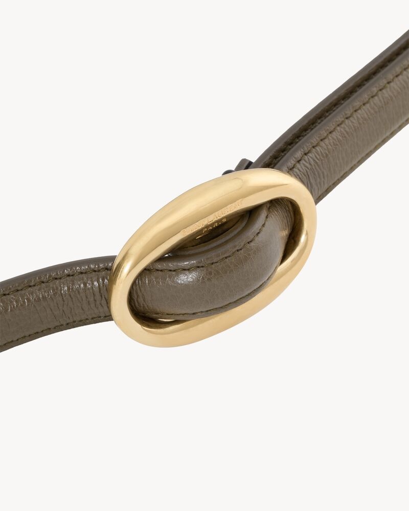 oval buckle thin belt in smooth leather