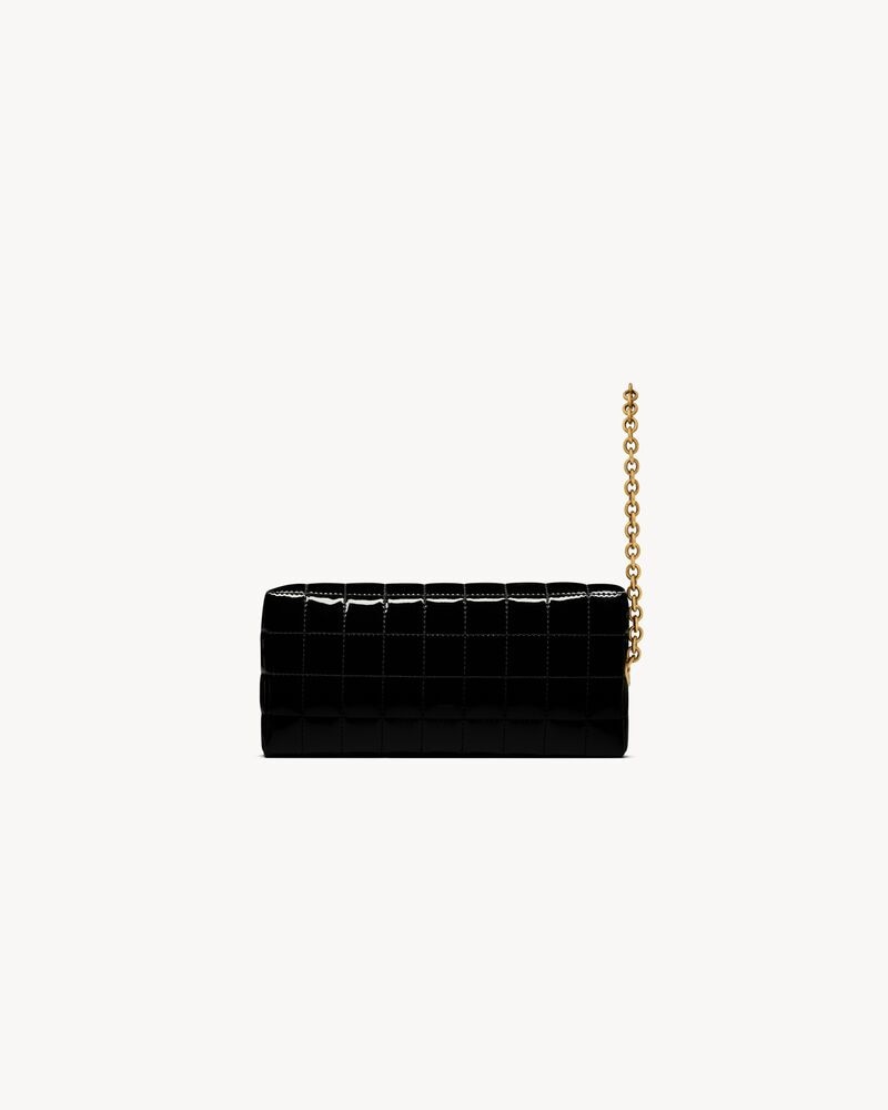 CASSANDRE MATELASSÉ CARRÉ pouch on chain in shiny canvas
