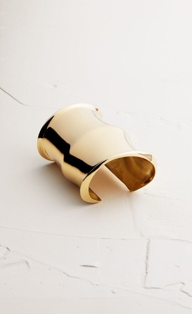 wide bamboo cuff in 18K yellow gold