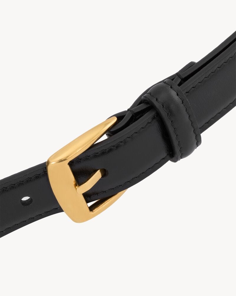 trapezoid thin belt in smooth leather