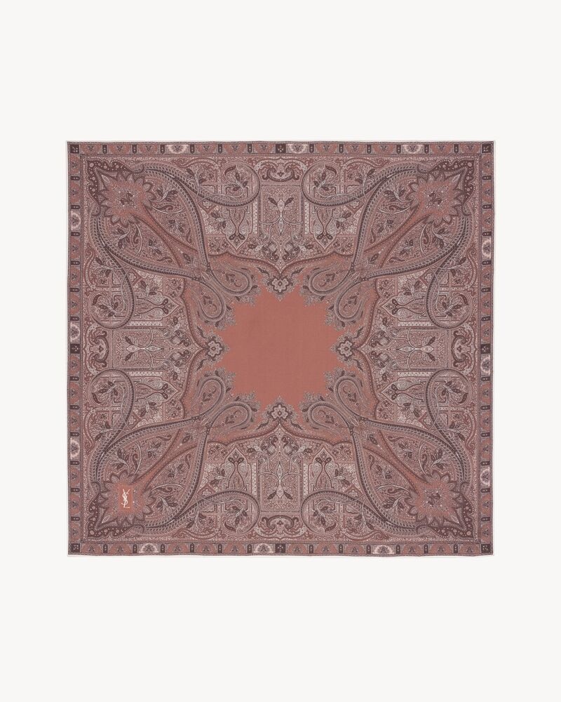 square scarf in paisley silk twill