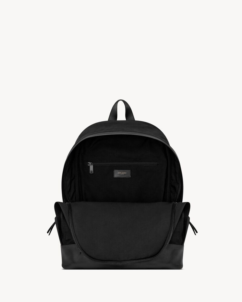 CITY backpack in nylon canvas and leather