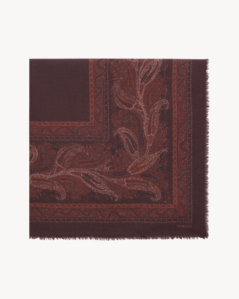 square scarf in paisley cashmere twill