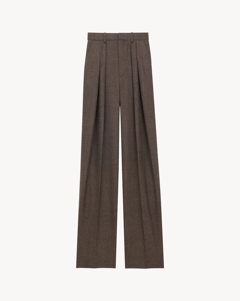 wide-leg pants in herringbone wool