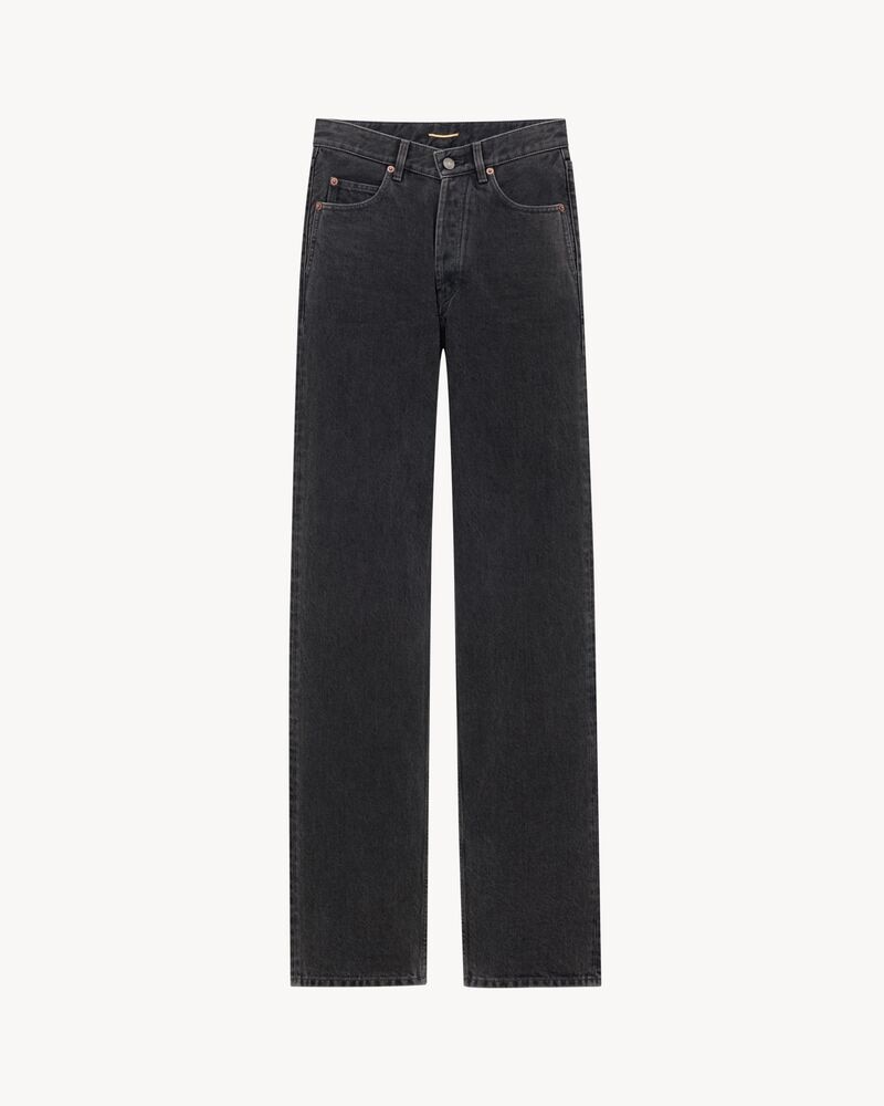 v-waist long baggy jeans in 90's french black denim
