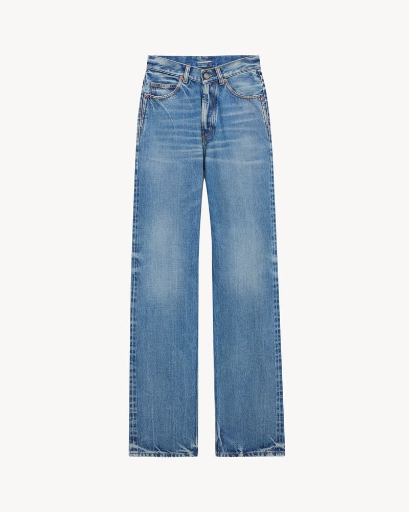 v-waist long baggy jeans in 50's blue 