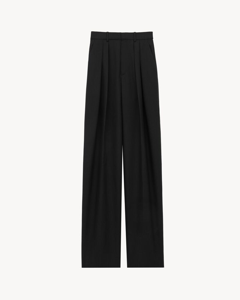 wide-leg pants in wool canvas