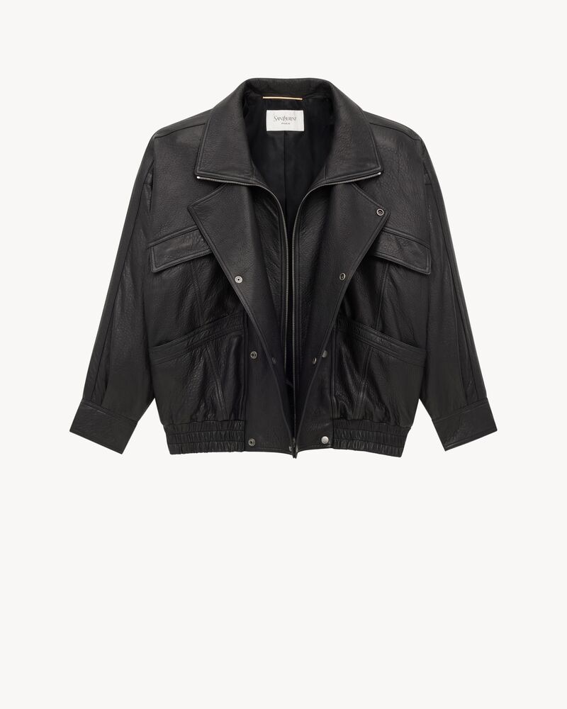 bomber jacket in bubbled lambskin