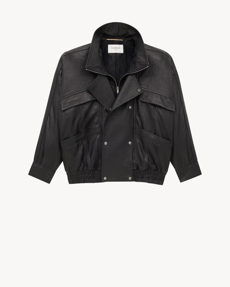 bomber jacket in bubbled lambskin