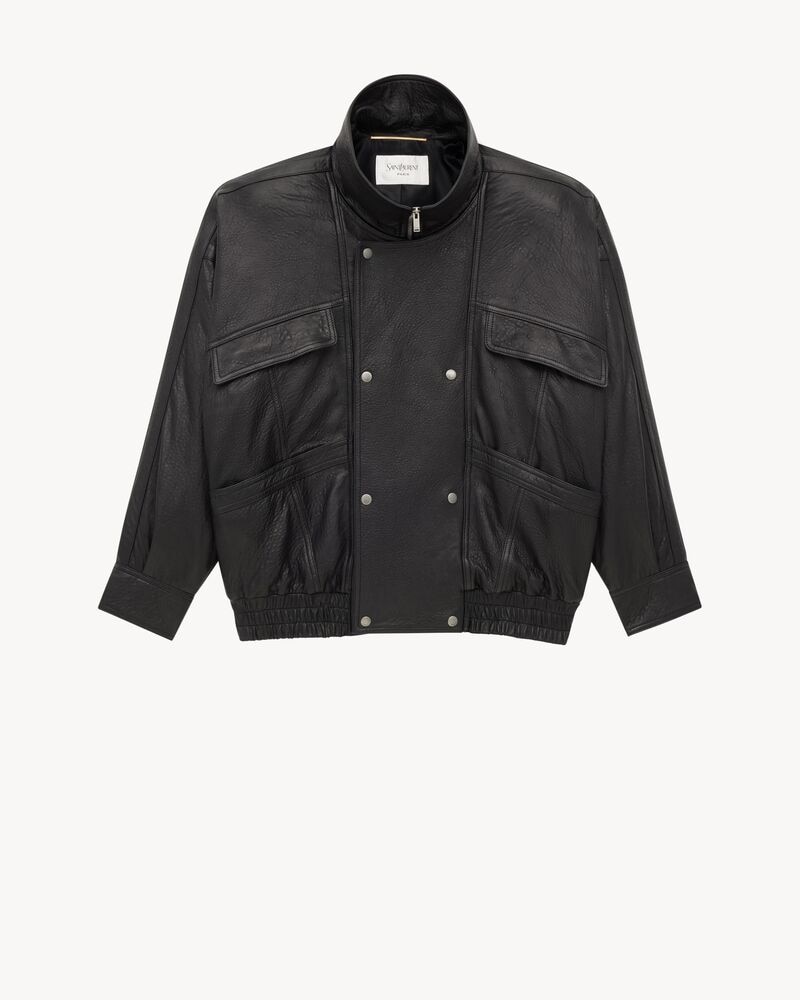 bomber jacket in bubbled lambskin