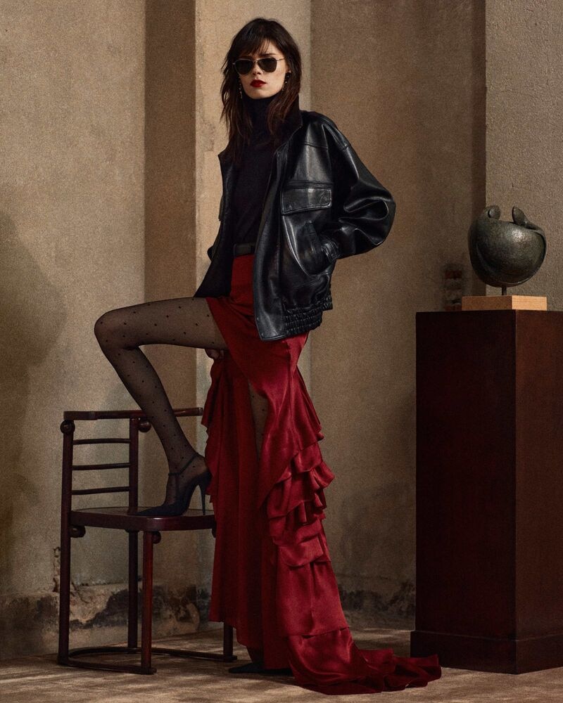 bomber jacket in plunged lambskin