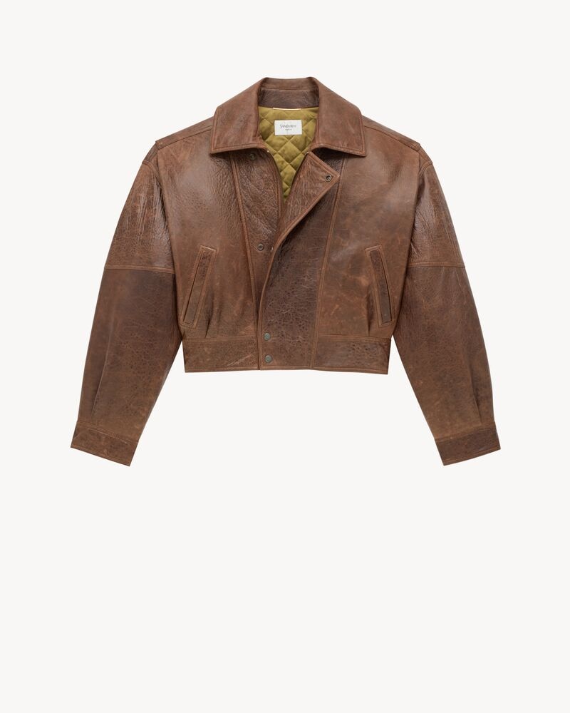 bomber jacket in aged lambskin