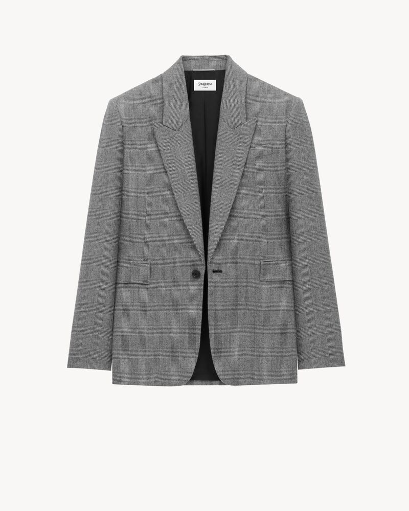 jacket in prince of wales wool flannel