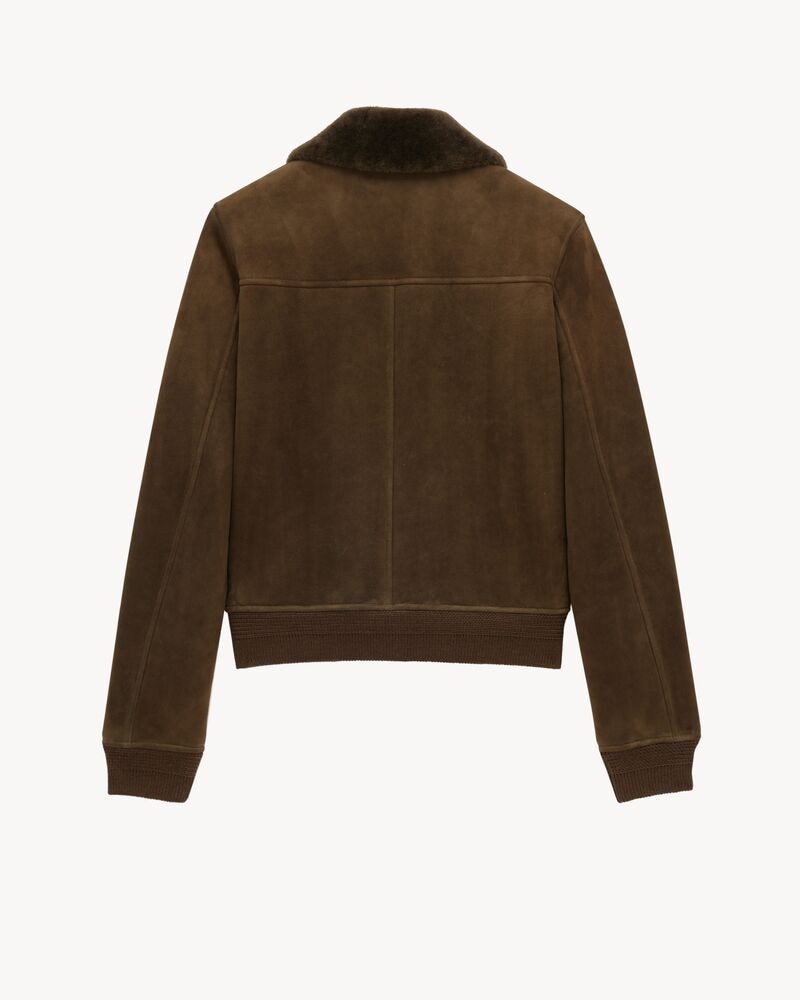 bomber jacket in suede and shearling