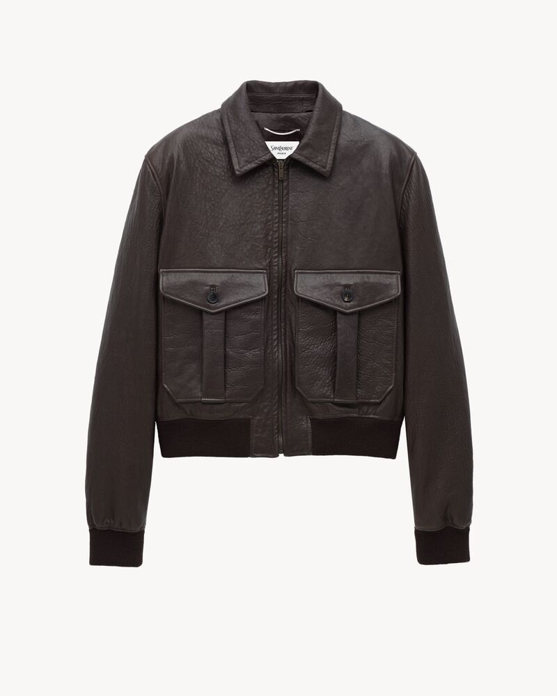 bomber jacket in bubbled lambskin and shearling