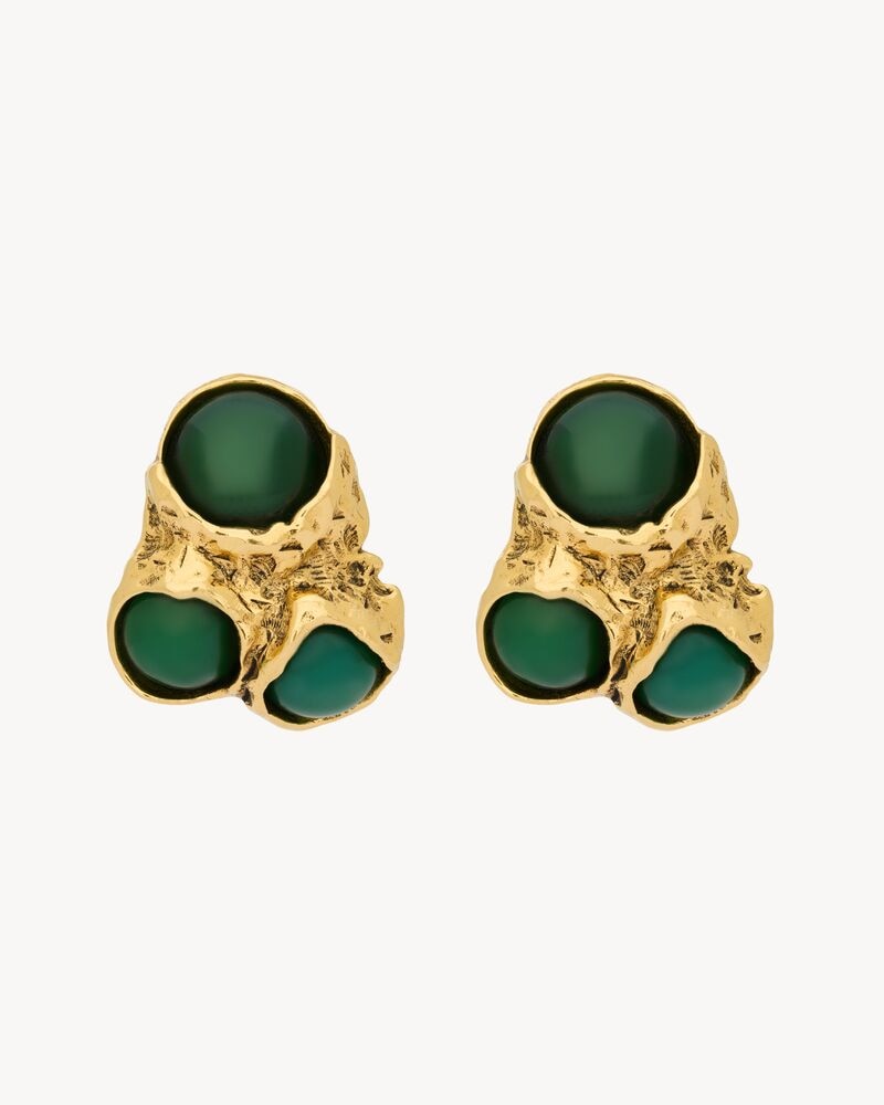 BUBBLE CABOCHON EARRINGS IN RESIN AND METAL