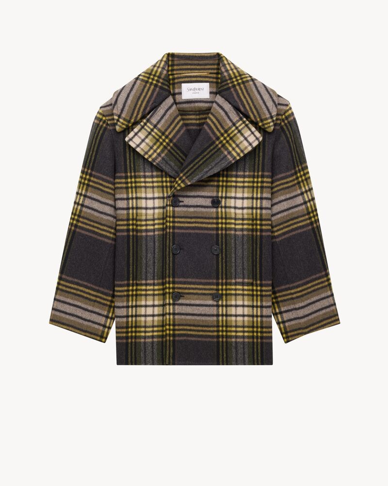 peacoat in wool tartan
