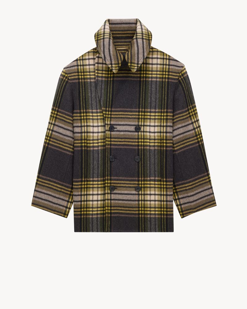 peacoat in wool tartan