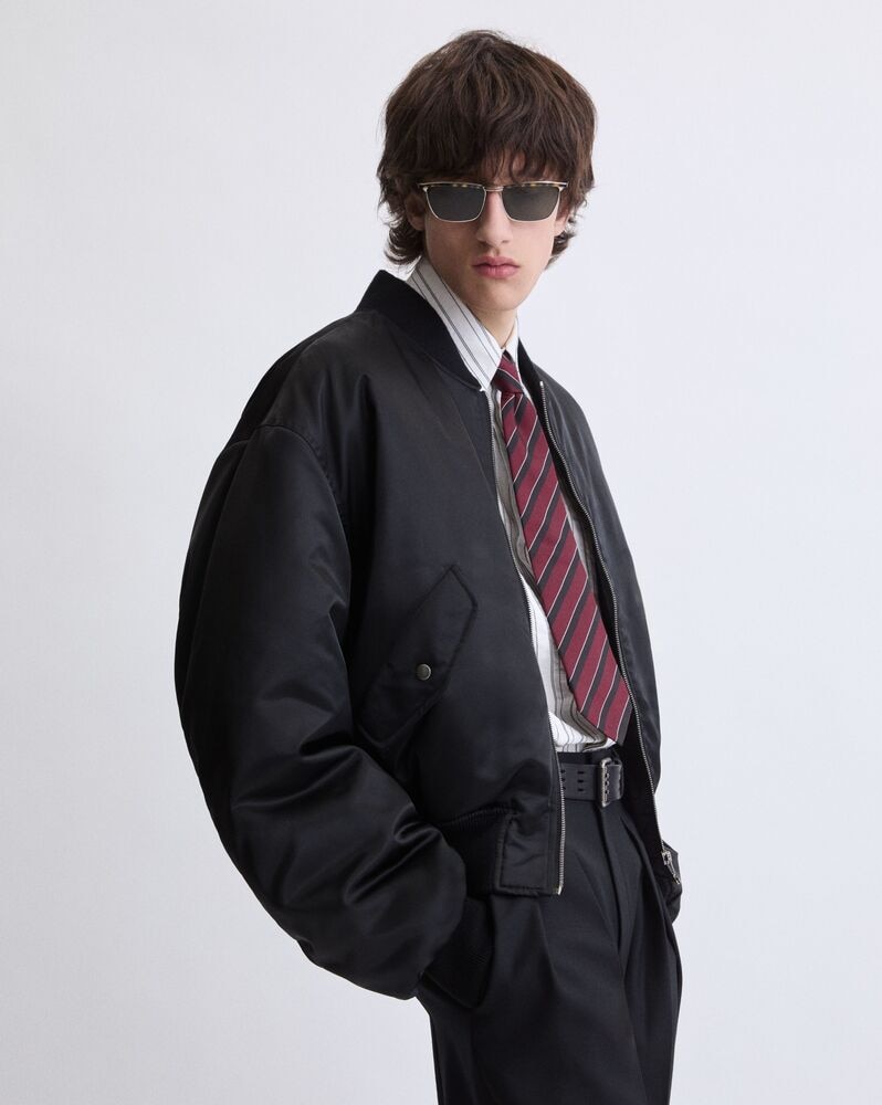 bomber jacket in water-repellent nylon serge