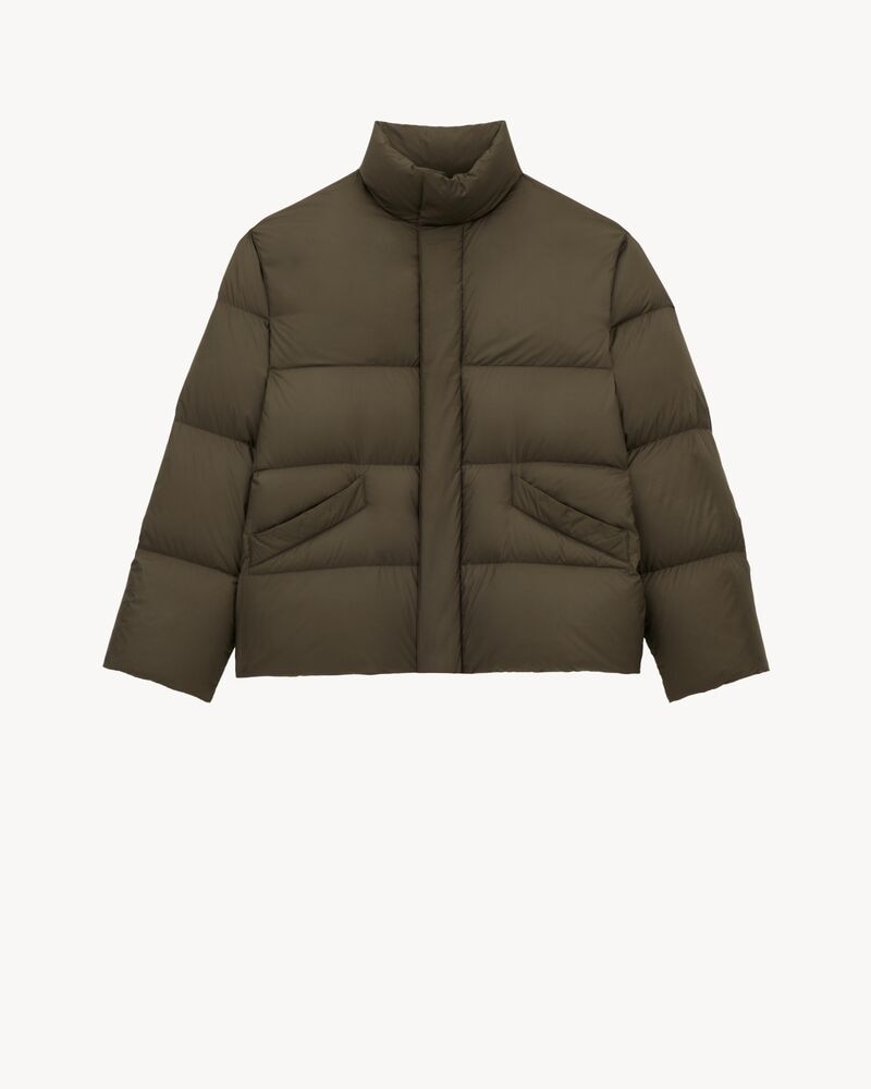 down puffer jacket in water-repellent canvas