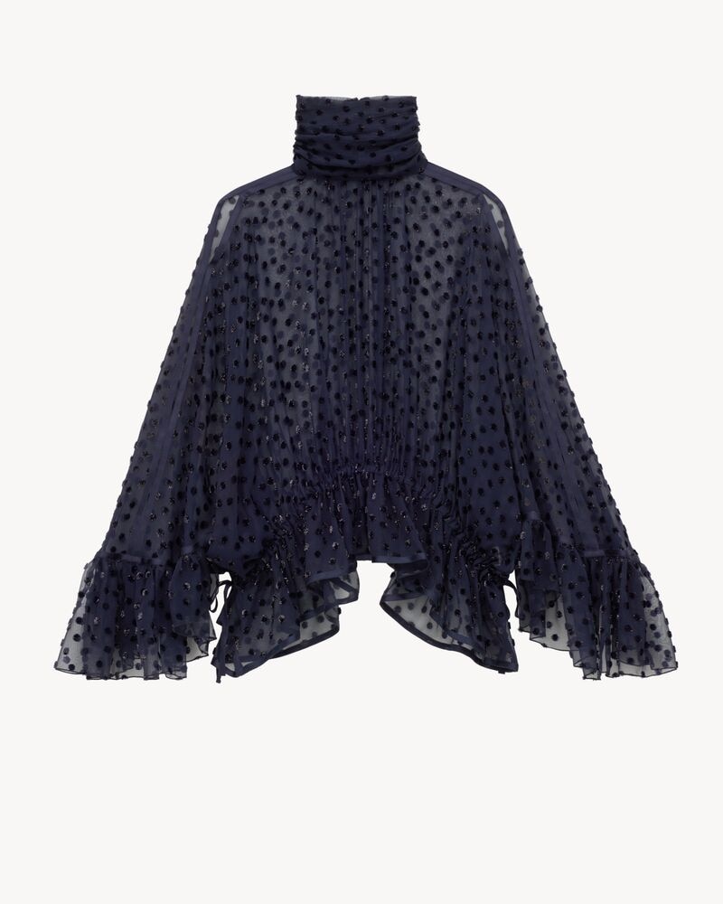 oversized blouse in lamé velvet dotted silk muslin