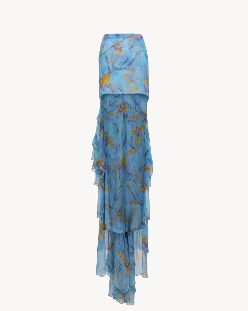cascade skirt in floral silk muslin