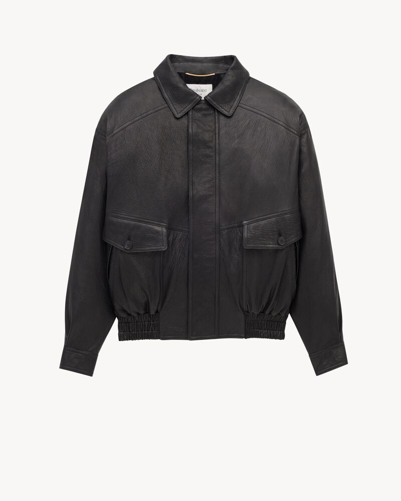 bomber jacket in bubbled lambskin