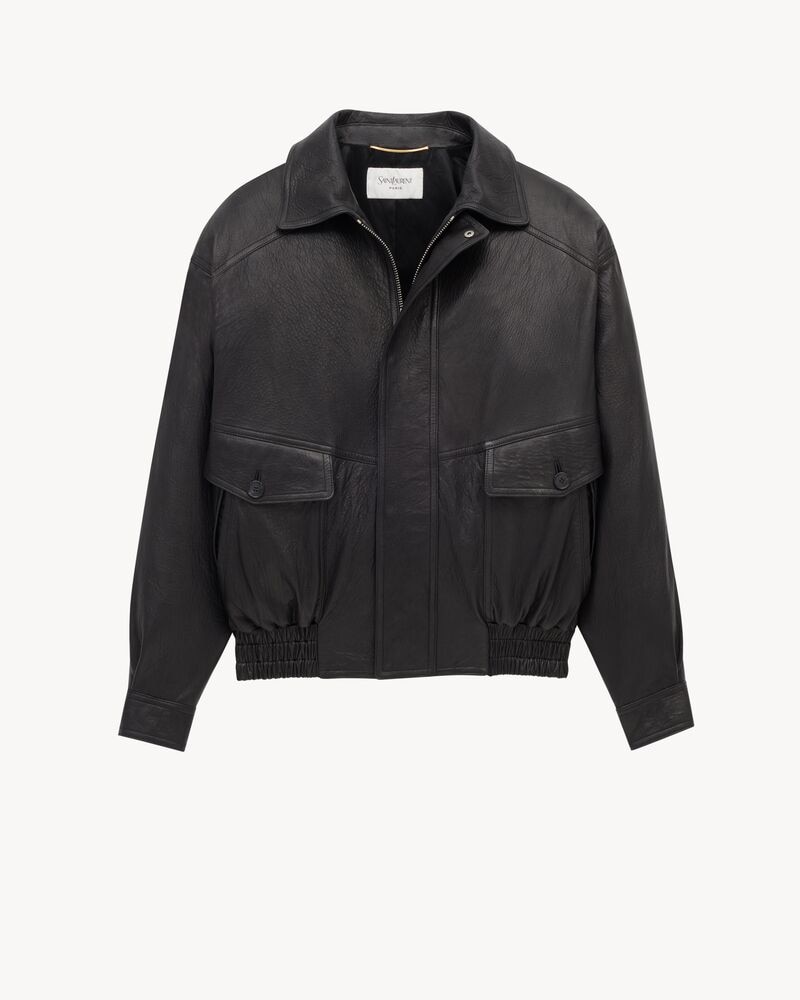 bomber jacket in bubbled lambskin