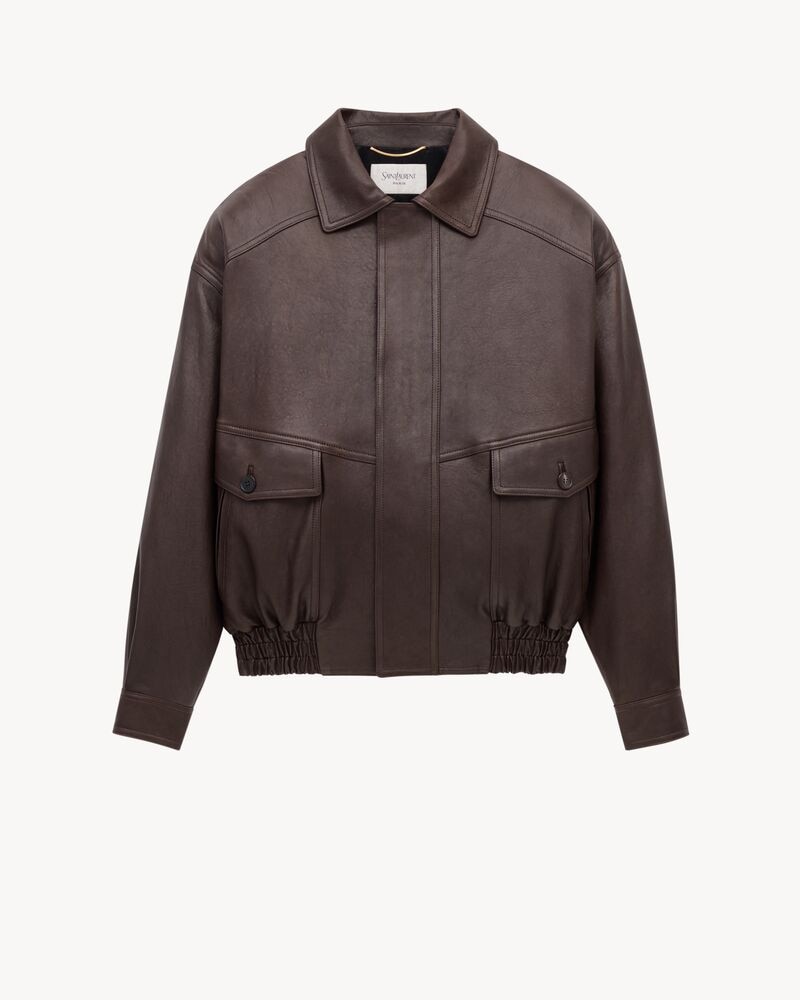 bomber jacket in bubbled lambskin